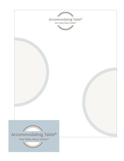 Accommodating Table - logo and letterhead and business card 400w